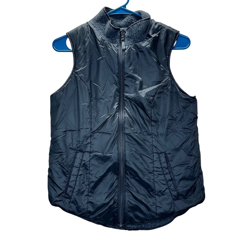 Smartwool Women's Gray/black Wool Blend Full Zip Reversible Vest Size M Sherpa - Picture 1 of 7